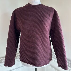 ZARA Quilted Maroon Wave Texture Sweater - Size S